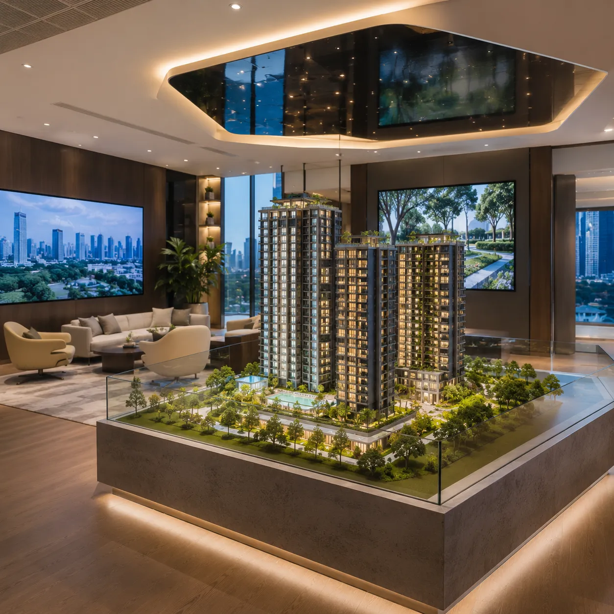 Showflat with a scale model of a new development